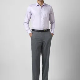 Van Heusen Vertical Stripes Printed Spread Collar Slim Fit Opaque Formal Cotton Shirt image 5