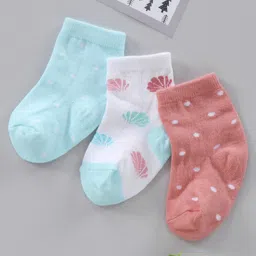 cute walk by babyhug Cutewalk By Babyhug Anti Bacterial Ankle Length Polka Dot Socks Pack Of 3 - White Blue-picture-31