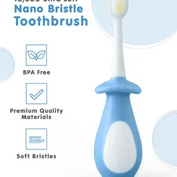 fab n funky Penguin Shaped Nano Bristle Toothbrush Anti Choke - Blue-picture-11