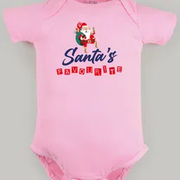 FFlirtygo Christmas Theme Cotton Half Sleeves Santa Favourite Printed Onesie - Pink-picture-12