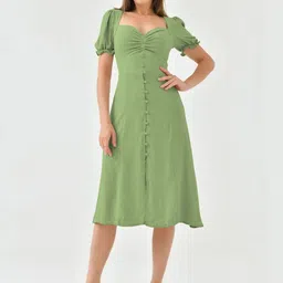 Sugathari Puff Sleeve A-Line Midi Dress-picture-48