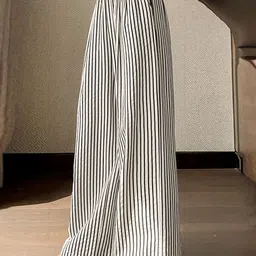 LULU & SKY Women Striped Loose Fit High-Rise Trousers image 2