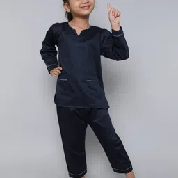 Little Clothings GirlsPure Cotton Silk V Neck Night Suit-picture-45
