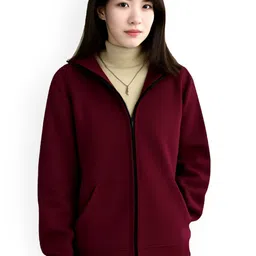 Parona Women Hooded Solid Bomber Jacket-picture-17