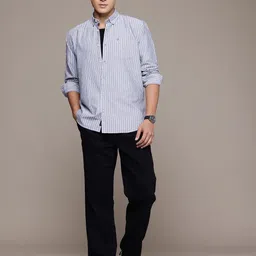 BS BLUE SQUAD Button-Down Collar Slim Fit Striped Casual Shirt image 2