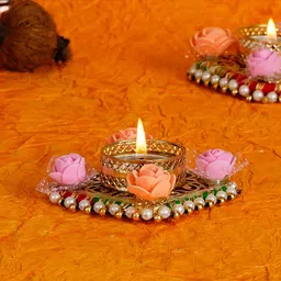 Divyakosh Decorative Diwali Diya Pack Of 4 - Multicolor image 4