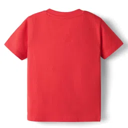 Babyhug Disney Single Jersey Knit Dungaree with Half Sleeves Inner Tee & Mickey Mouse Graphics - Navy Blue & Red image 4