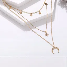 TheVineGirl Artificial Stones Studded Layered Minimal Necklace image 2