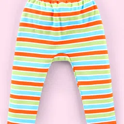 Babyhug Cotton Full Length Diaper Pants Stripes & Dolphin Print Pack of 3- Blue Green & Orange image 5