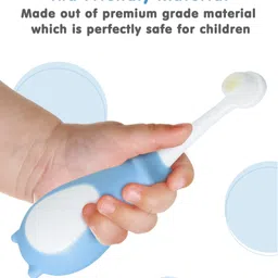 fab n funky Penguin Shaped Nano Bristle Toothbrush Anti Choke - Blue image 5