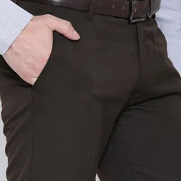 John Players Brown Slim Fit Formal Trousers image 2