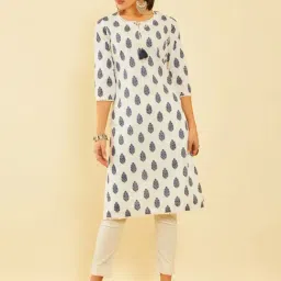 Soch Off White Poly Cotton Embroidered Kurta With Tassels-picture-12