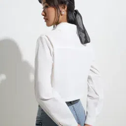 nuon women Nuon by Westside White Ruffled Heart Cotton Shirt image 2