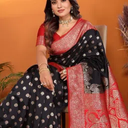 Elora Black Zari Saree With Unstitched Blouse image 3