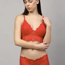 AROUSY Black & Red Self Pattern Bra Panty Set - Pack Of 2 image 4