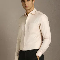 Louis Philippe Textured Spread Collar Regular Fit Pure Cotton Formal Shirt image 4