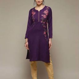 Rangriti Purple Straight Fit Printed Kurta-picture-47