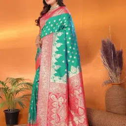 Elora Light Green Zari Saree With Unstitched Blouse-picture-16