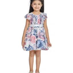 Peppermint Kids White Floral Print Dress-image-86
