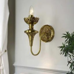 Fos Lighting Classic Indian Hand-Carved Brass Candelabra Wall Sconce-picture-46