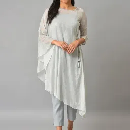 Aurelia Women Grey Striped Georgette Kurta Set with Trouser-picture-14