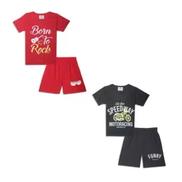 Vimal Jonney Kids Red & Black Printed T-Shirt Set-image-17
