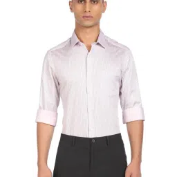 Arrow Pink Cotton Slim Fit Printed Shirt-image-56