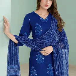 SKYLEE Women Floral Printed Kurta with Trousers & Dupatta image 4