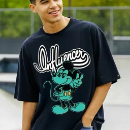 Bewakoof Official Disney Merchandise Blue Oversized Graphic T-Shirt-picture-11