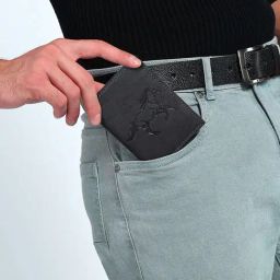SASSORA Black ARLO Textured Small Leather Bi-Fold Wallet-picture-10