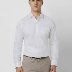 Van Heusen White Cotton Slim Fit Texture Shirt-picture-31