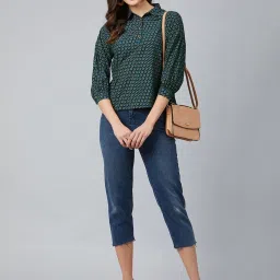 Marie Claire Green Printed Top image 4