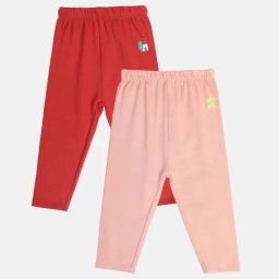 MINIKLUB Girls Multicolor Cotton Solid Full Sleeves Legging-picture-2