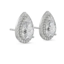 Emori 18k White Gold & Lab Grown Diamond 1 CT Solitaire Pear Stud Earrings image 3