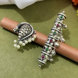 Anouk Women German Silver Artificial Stones and Beads Finger Ring-picture-11