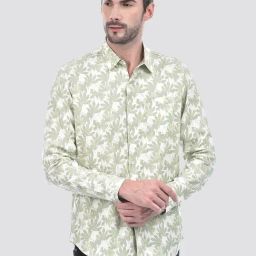 Numero Uno Sea Green Slim Fit Printed Shirt-picture-32