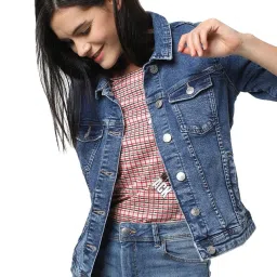 Only Navy Cotton Regular Fit Jacket image 1