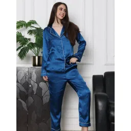 Slumber Jill Blue Dream Button Through Collared Shirt & Pyjama (Set of 2) image 1