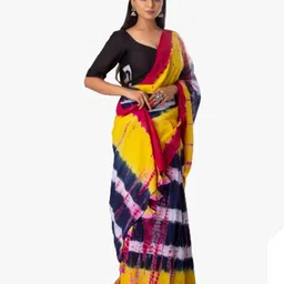KIAARON Tie and Dye Jaipuri Mulmul Pure Cotton Saree image 3
