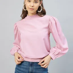 Marie Claire Pink Self Design Top image 1