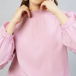 Marie Claire Pink Self Design Top image 5
