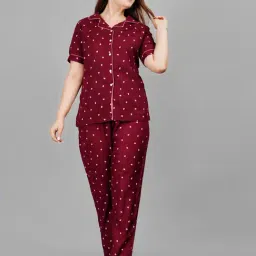 TREND ME Maroon Cotton Printed Night Suit-picture-38