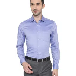 Louis Philippe Blue Cotton Regular Fit Self Pattern Formal Shirt image 1