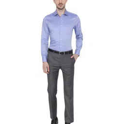 Louis Philippe Blue Cotton Regular Fit Self Pattern Formal Shirt image 5