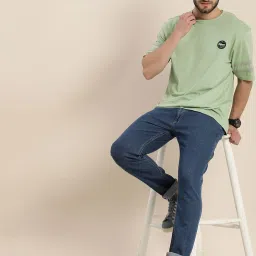 Difference Of Opinion Green Cotton Loose Fit Striped T-Shirt image 3