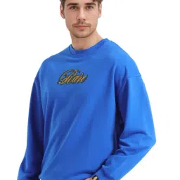 Rare Rabbit Blue Regular Fit Embroidered Sweatshirt image 4