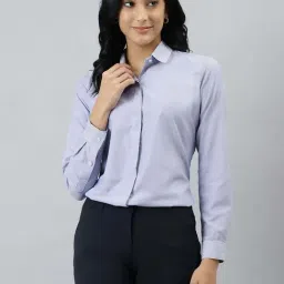 English Navy Blue & White Relaxed Fit Striped Shirt-image-75