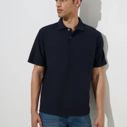 WES Casuals by Westside Navy Relaxed-Fit Cotton-Blend Polo T-Shirt-picture-41