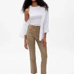 GAP Beige Slim Fit Solid Trousers image 4