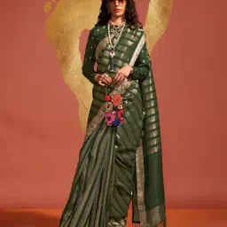 Odette Olive Viscose Rayon Woven Design Saree with Unstitched Blouse Piece-picture-25